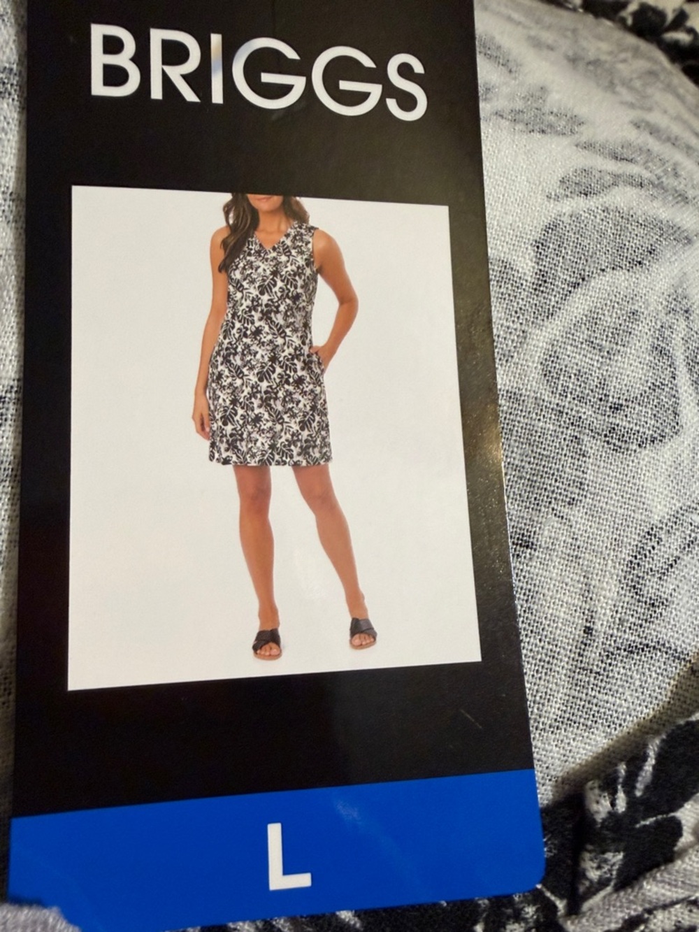 Briggs New York Black and White Linen Blend Dress size L NWT - Picture 2 of 6